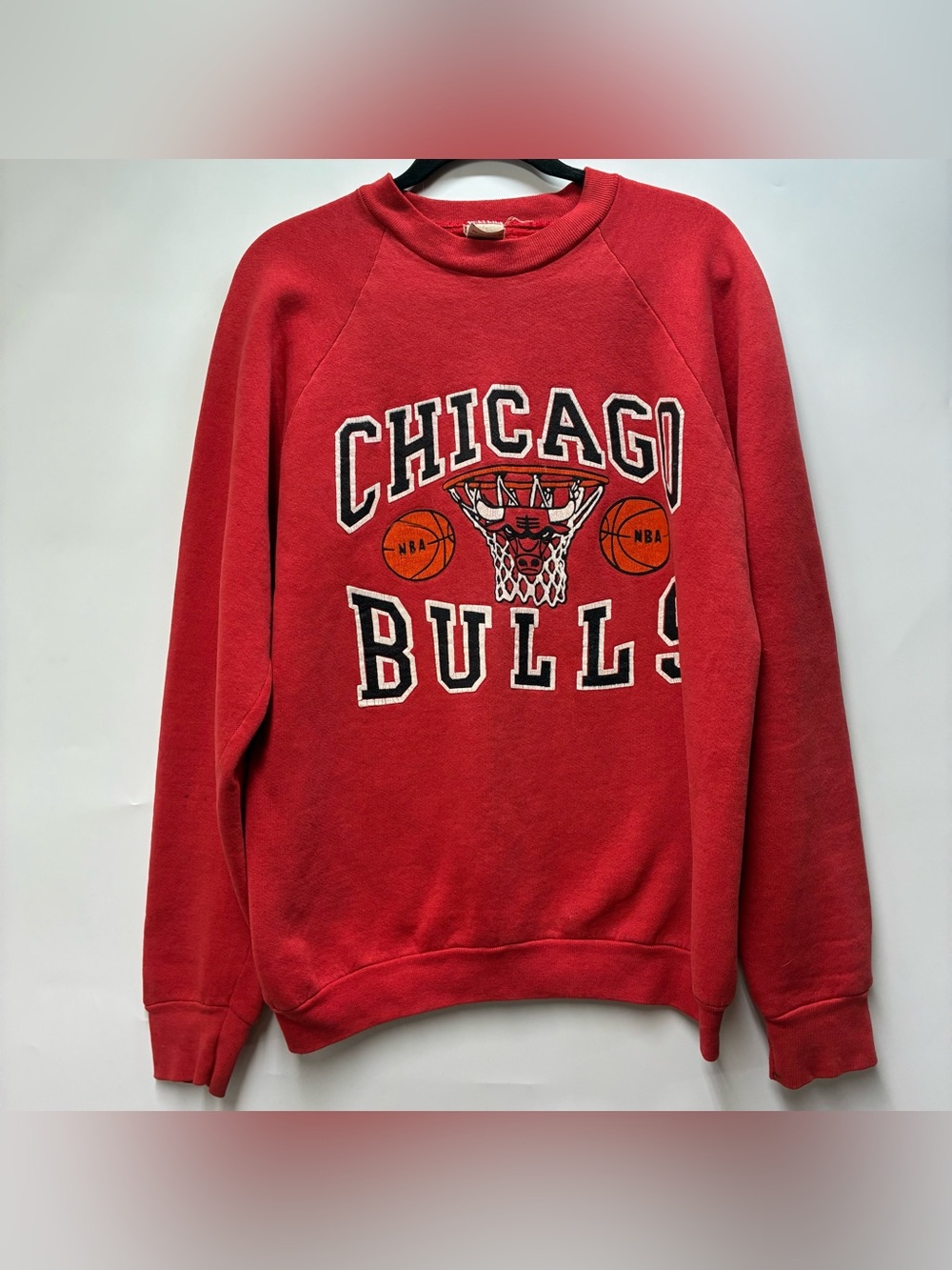 Vintage 80s XL Chicago Bulls Sweatshirt Red Fleece Crewneck NBA USA Sweater